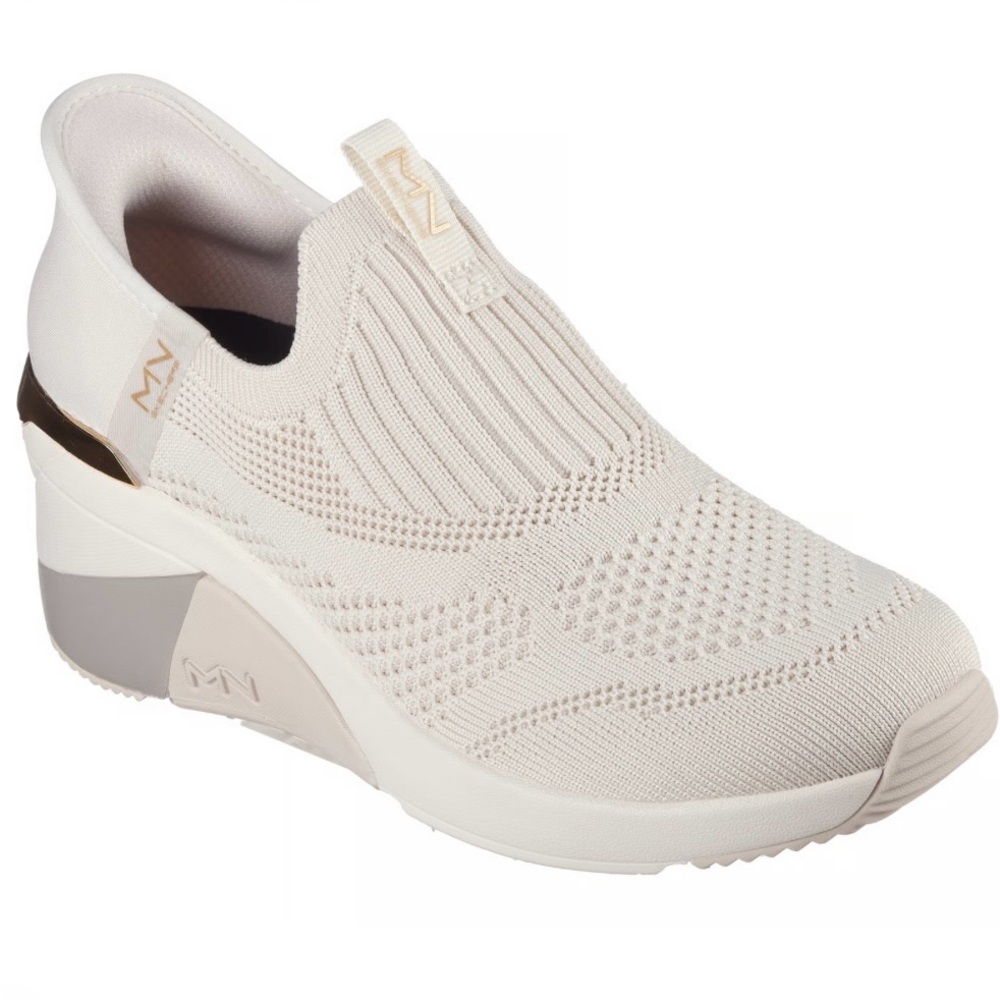 Women's cream and gold accent triple platforms